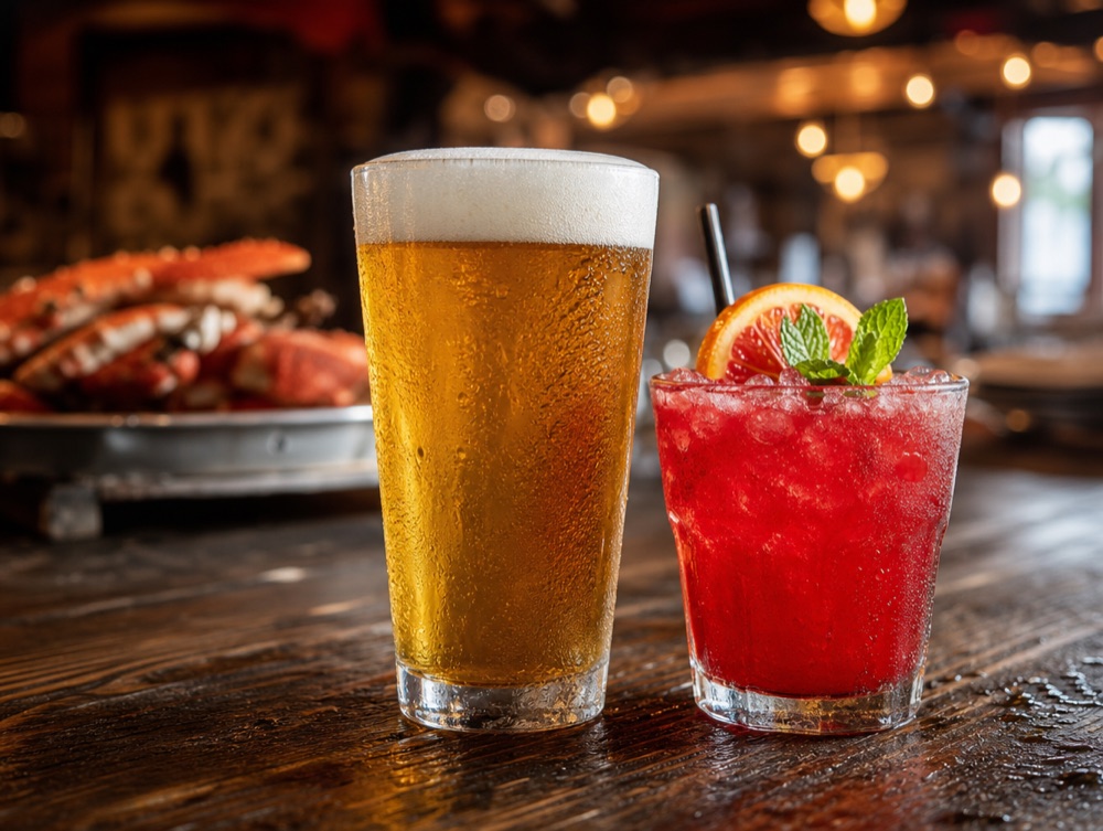 Draft beer and signature cocktail